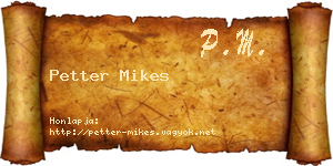 Petter Mikes névjegykártya
